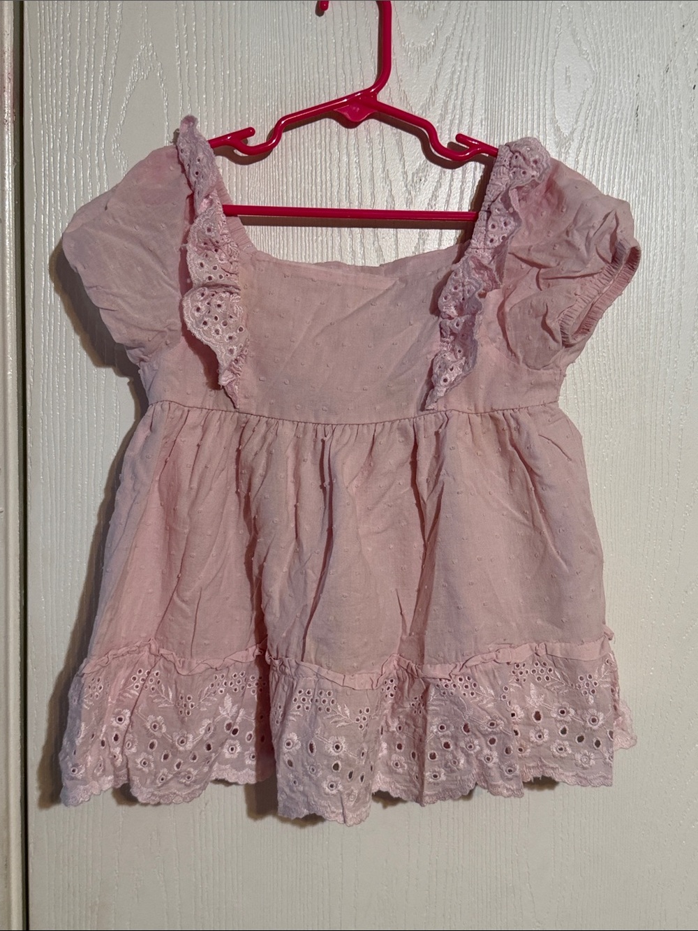 Shabby Chic Light Pink Eyelet Ruffle Girls' Top
